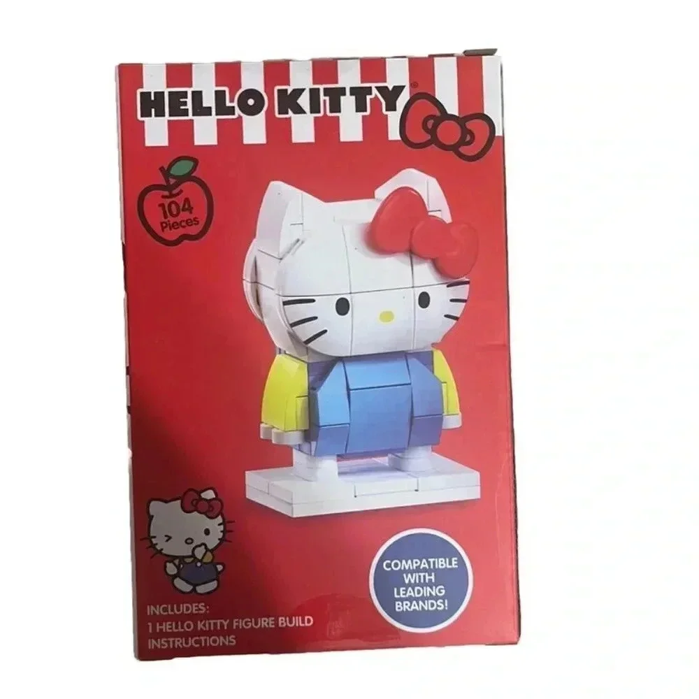 White blue red Hello Kitty block figure build set toys with instructions
